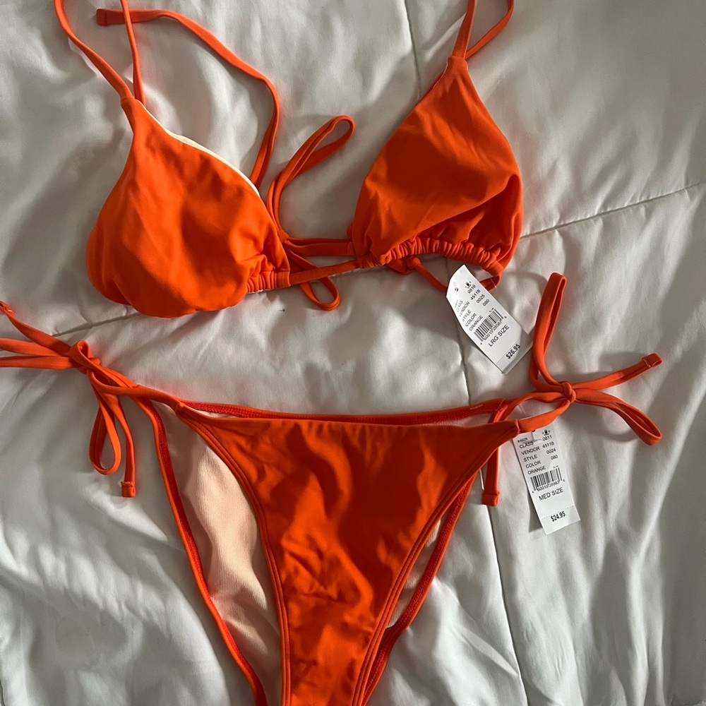 LA Hearts Vibrant Orange Bikini Top